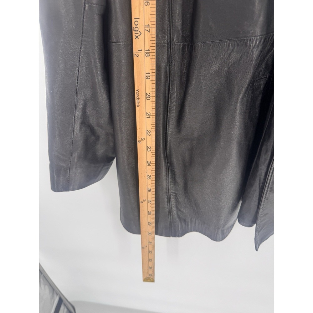 JLC New York Women's Black 100% Leather Blazer Jacket Size XL One Button Lined - Picture 4 of 8